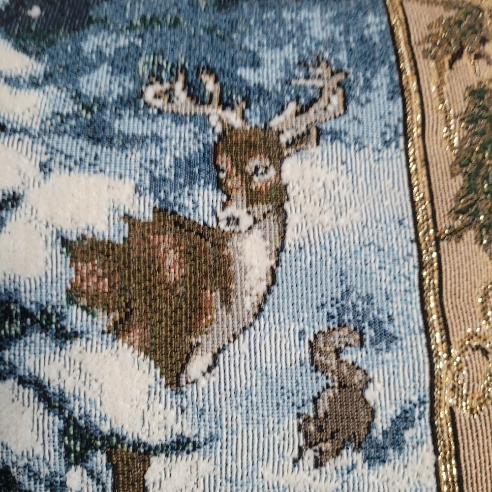 Riverdale Winter Scene Deer Tapestry Throw Pillow 16x12